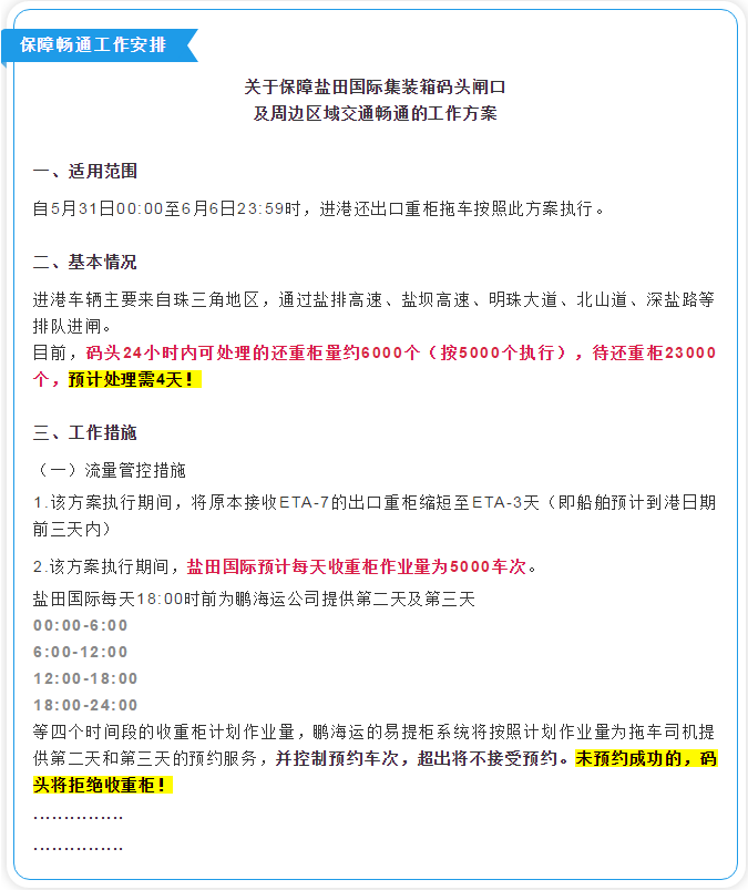 警告：盐田港面临严重拥堵！开闸后安排出炉！船公司采取紧急措施