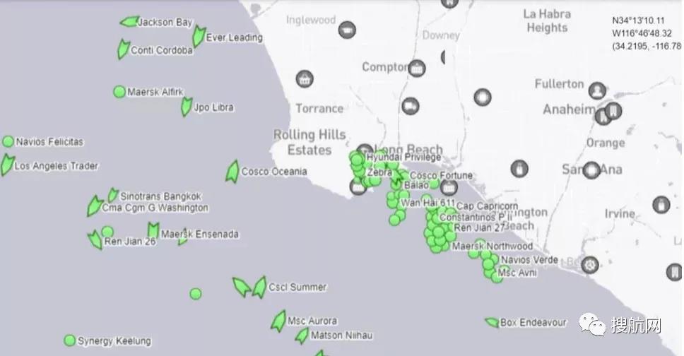 超43万TEU集装箱船等待卸货！洛杉矶长滩港延长运营时间，朝着24小时运营迈进