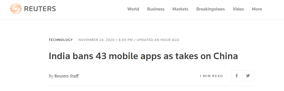 又来！印度再禁 43 款应用，美国拟制裁89家中国企业！